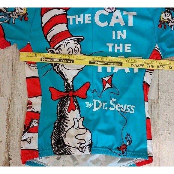 Retro Image Dr. Seuss Women's Size M, 3/4 Zip Cycling Jersey Cat in the Hat - Picture 7 of 7